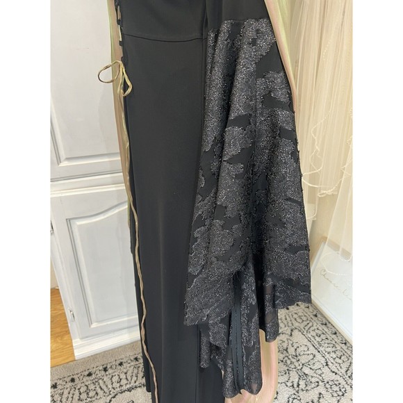 Shakespearian Dress Costume Black Ponte Knit Silk Cape Long Sleeves Front Tie M - Picture 6 of 9